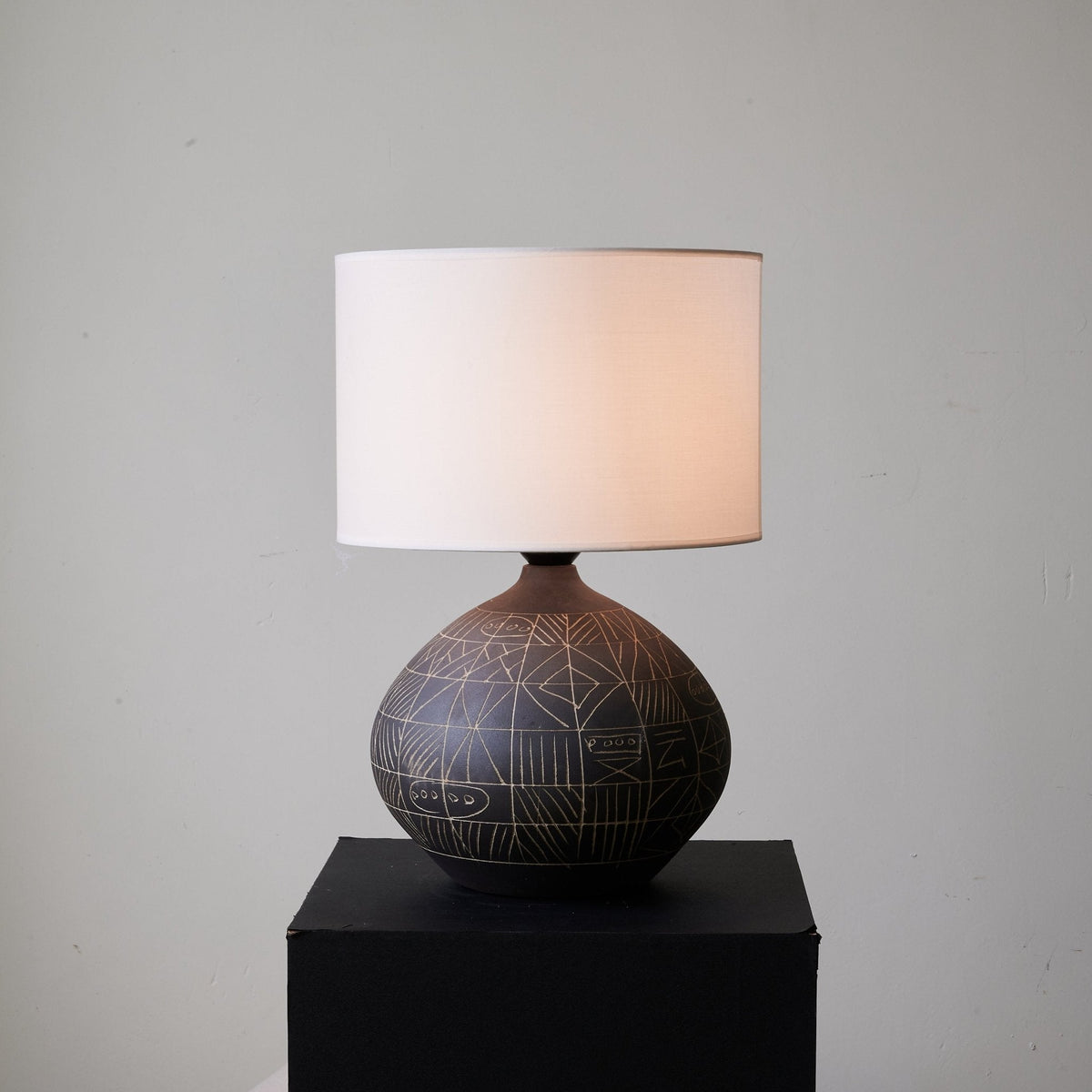 Lunari Etch Ceramic Table Lamp with Drum Shade