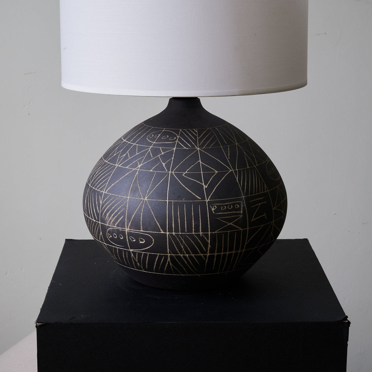 Lunari Etch Ceramic Table Lamp with Drum Shade