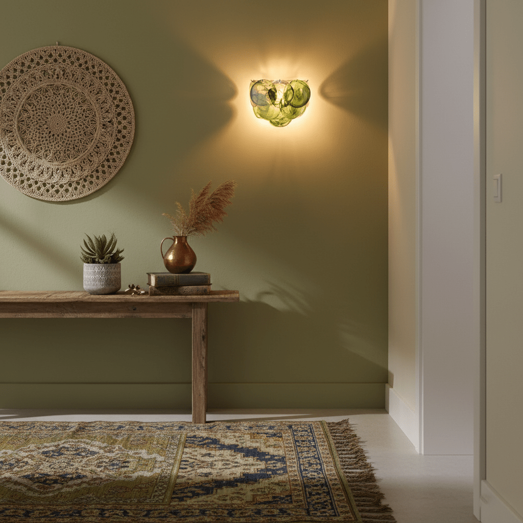 Lunaria Disc Glass Wall Sconce – Handcrafted Murano Glass, Nickel Finish