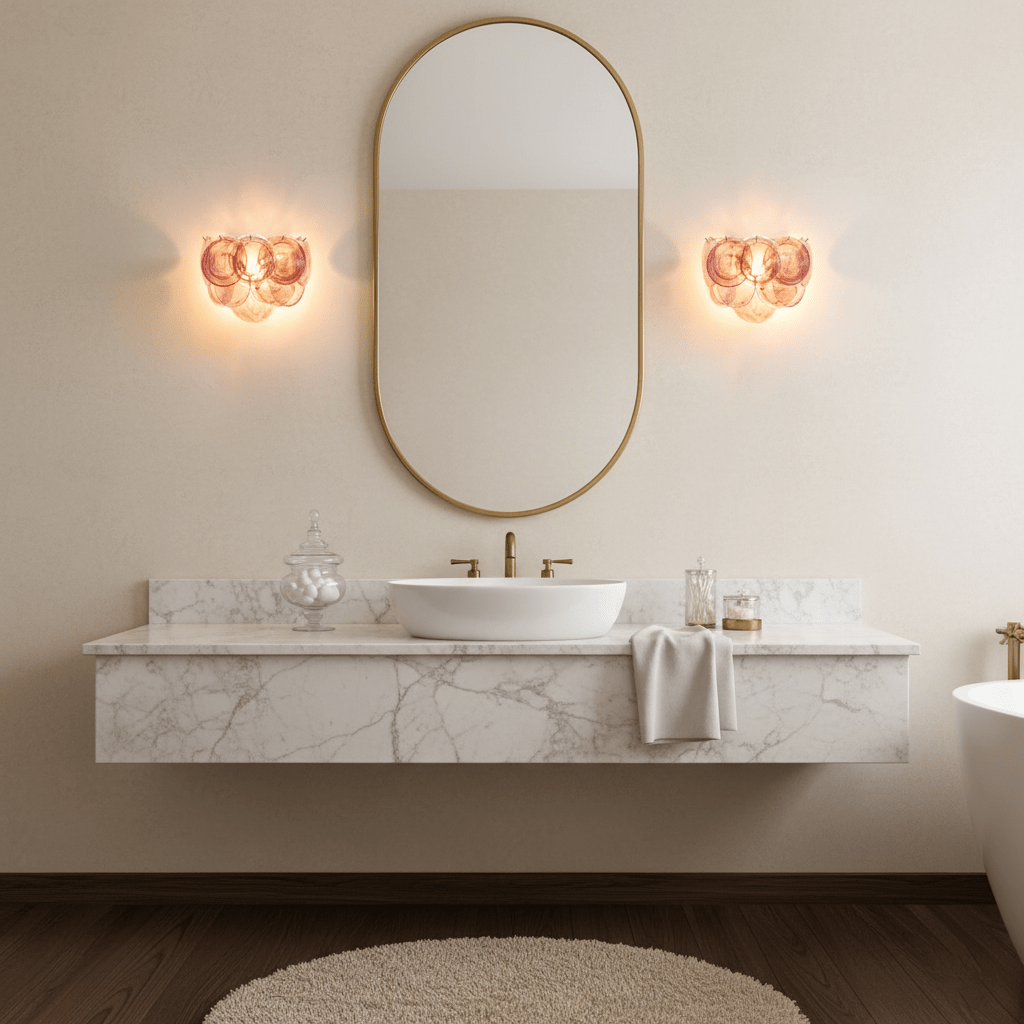 Lunaria Disc Glass Wall Sconce – Handcrafted Murano Glass, Nickel Finish
