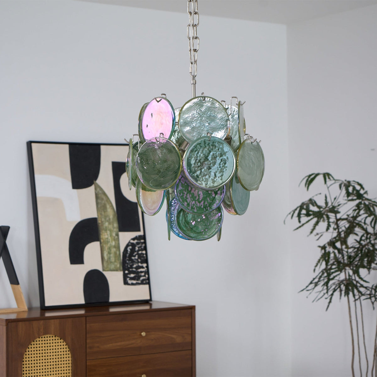Lunaria Disc Glass Chandelier – Handcrafted Murano Glass Pendant Light