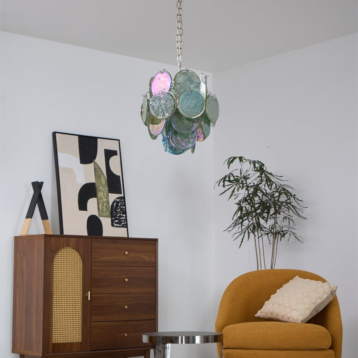 Lunaria Disc Glass Chandelier – Handcrafted Murano Glass Pendant Light