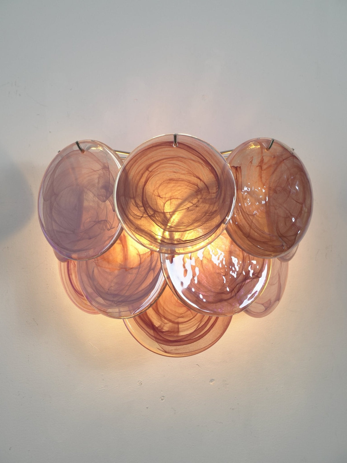 Lunaria Disc Glass Wall Sconce – Handcrafted Murano Glass, Nickel Finish