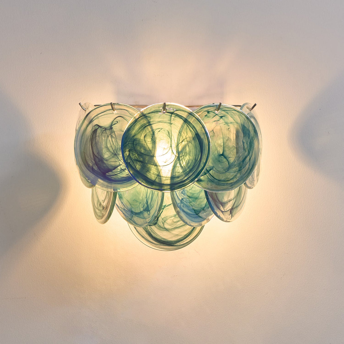Lunaria Disc Glass Wall Sconce – Handcrafted Murano Glass, Nickel Finish