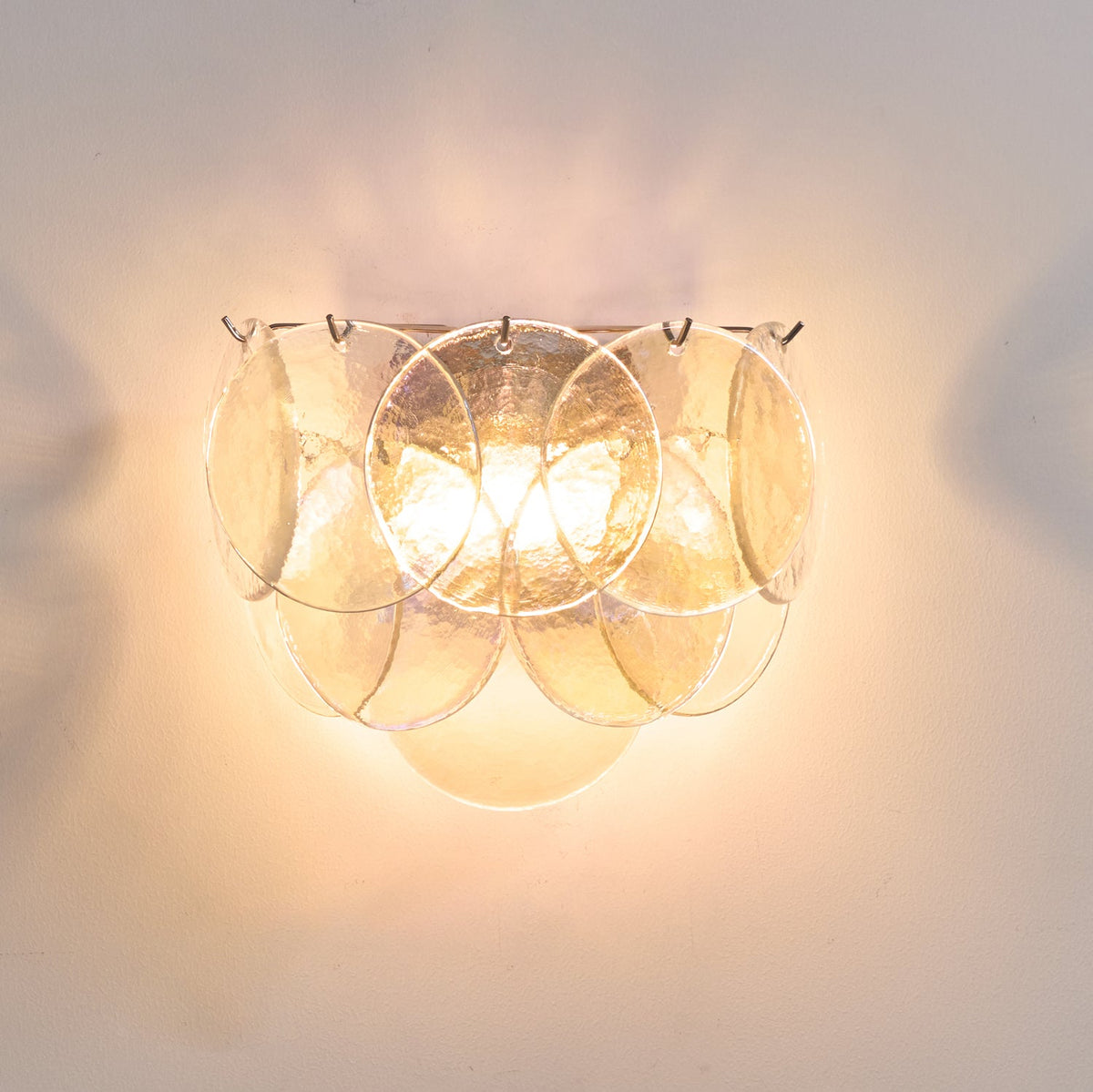 Lunaria Disc Glass Wall Sconce – Handcrafted Murano Glass, Nickel Finish