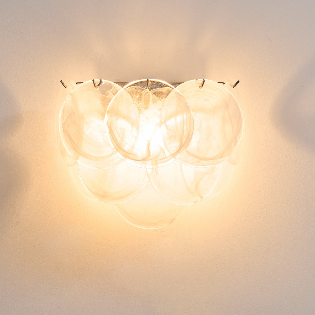 Lunaria Disc Glass Wall Sconce – Handcrafted Murano Glass, Nickel Finish