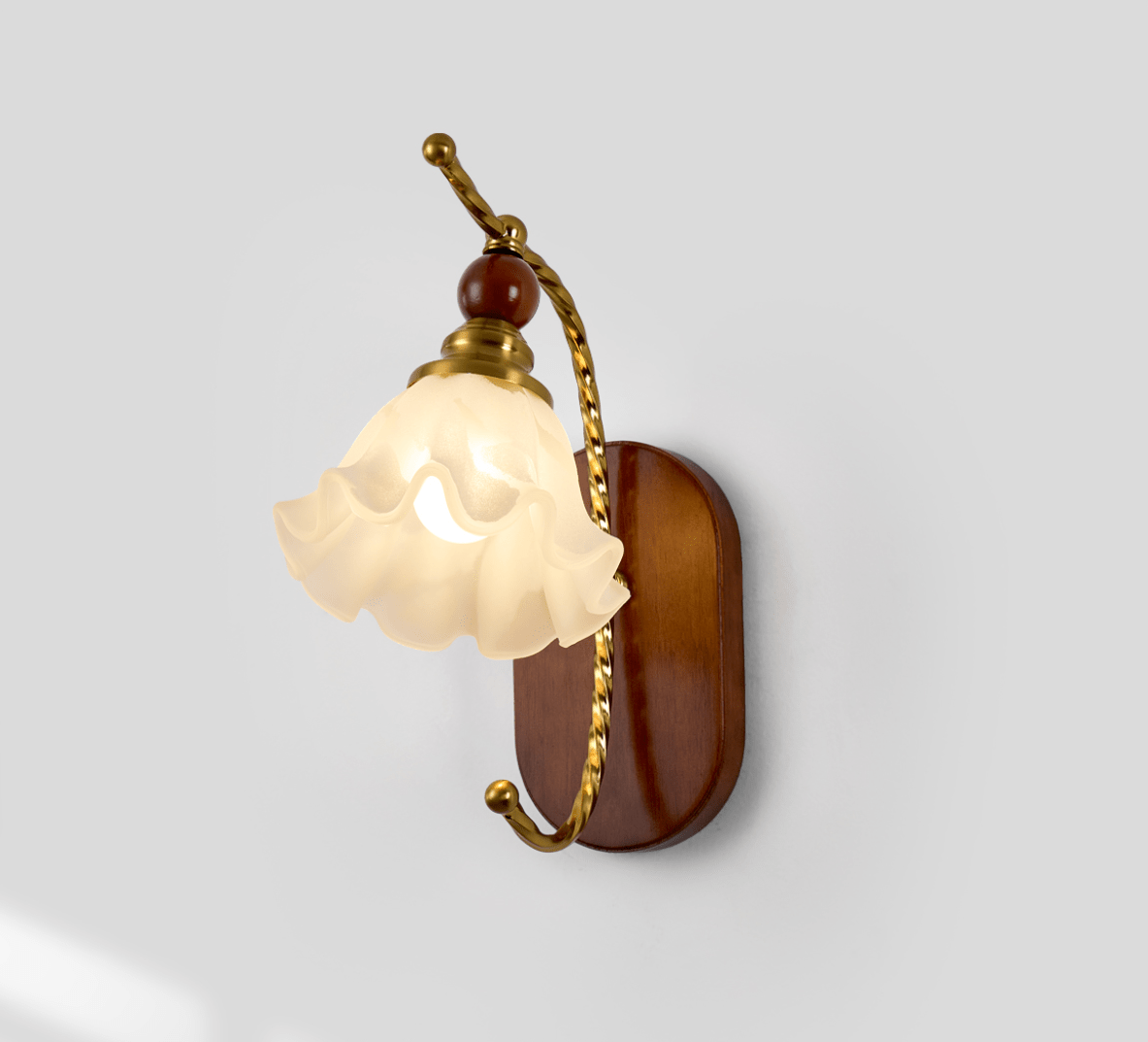Lunaria Wall Sconce — Gold & Frosted Glass Floral Wall Light