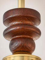 Lunaris Modern Glass Chandelier with Walnut Wood Accents for Dining Room and Living Room