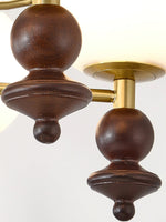 Lunaris Modern Glass Chandelier with Walnut Wood Accents for Dining Room and Living Room