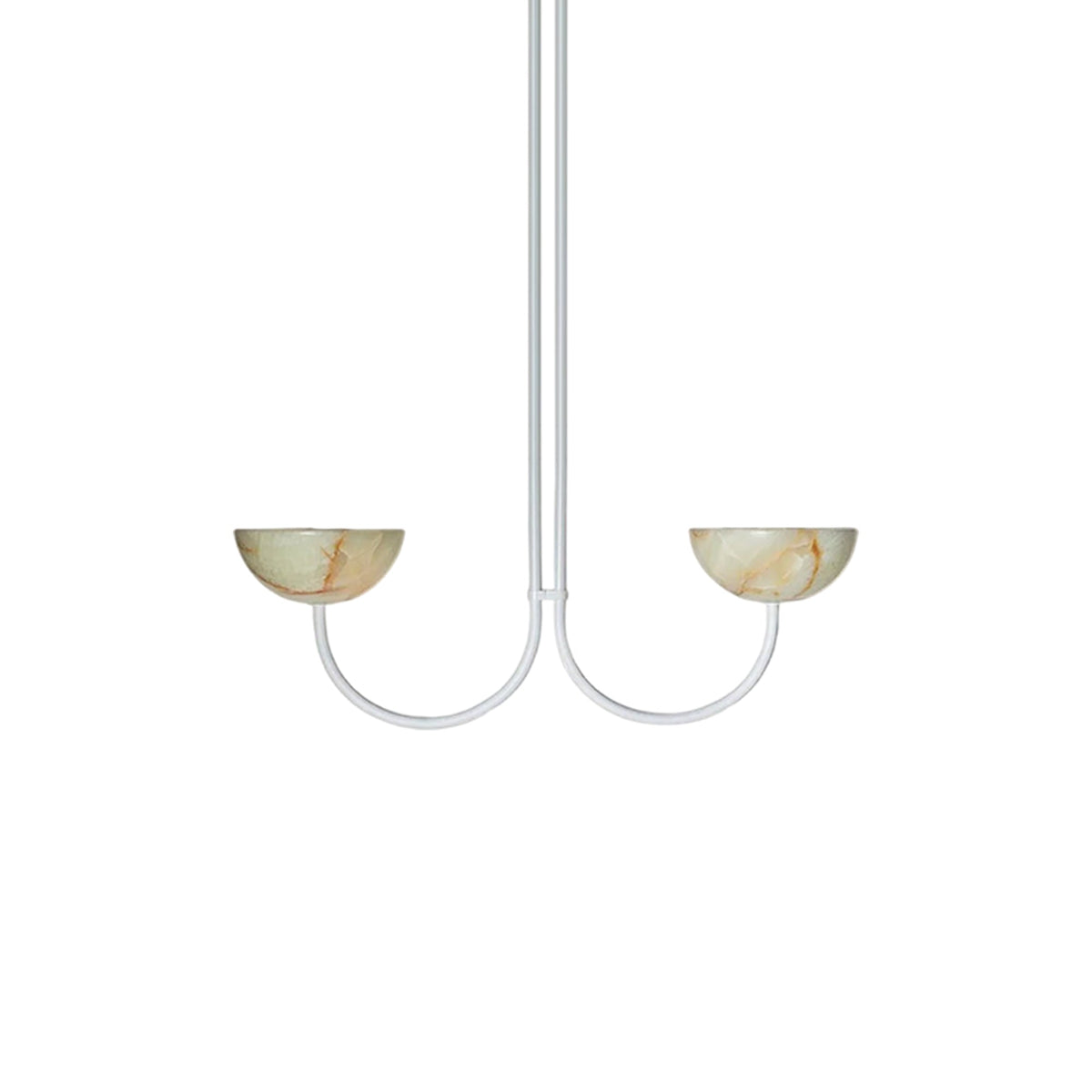 Lunaris Duo Alabaster Pendant Light – Modern Minimalist LED Chandelier