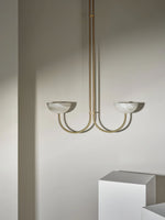 Lunaris Duo Alabaster Pendant Light – Modern Minimalist LED Chandelier