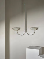 Lunaris Duo Alabaster Pendant Light – Modern Minimalist LED Chandelier