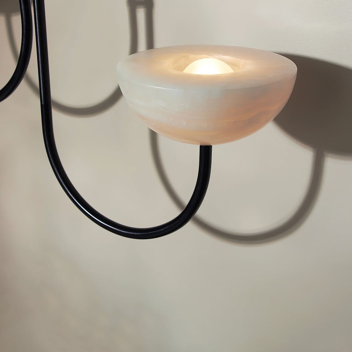 Lunaris Duo Alabaster Pendant Light – Modern Minimalist LED Chandelier