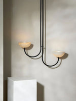 Lunaris Duo Alabaster Pendant Light – Modern Minimalist LED Chandelier