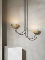 Lunaris Duo Alabaster Pendant Light – Modern Minimalist LED Chandelier