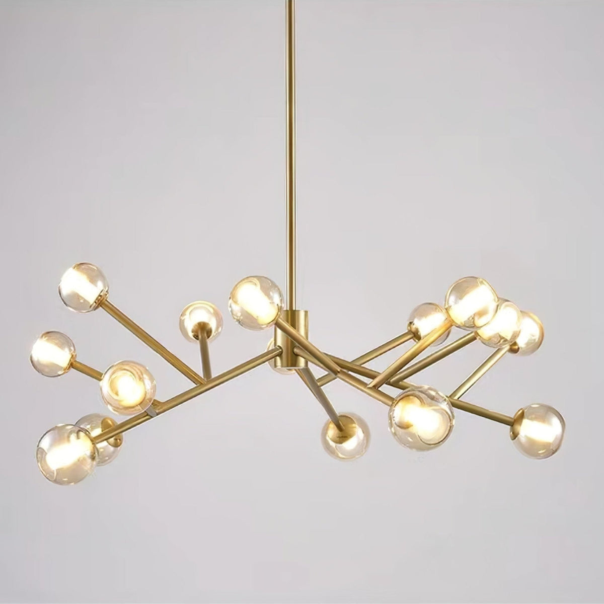 Lunaris Branch Chandelier — Sculptural Brass & Glass Pendant Light