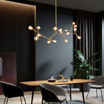 Lunaris Branch Chandelier — Sculptural Brass & Glass Pendant Light