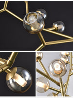 Lunaris Branch Chandelier — Sculptural Brass & Glass Pendant Light