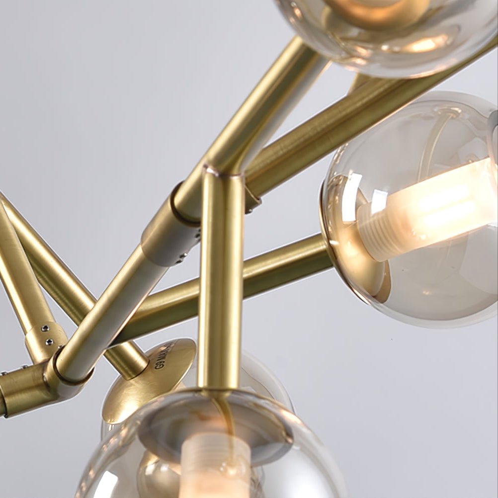 Lunaris Branch Chandelier — Sculptural Brass & Glass Pendant Light