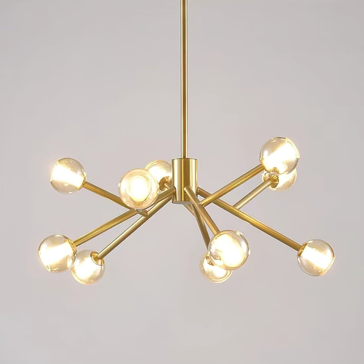 Lunaris Branch Chandelier — Sculptural Brass & Glass Pendant Light