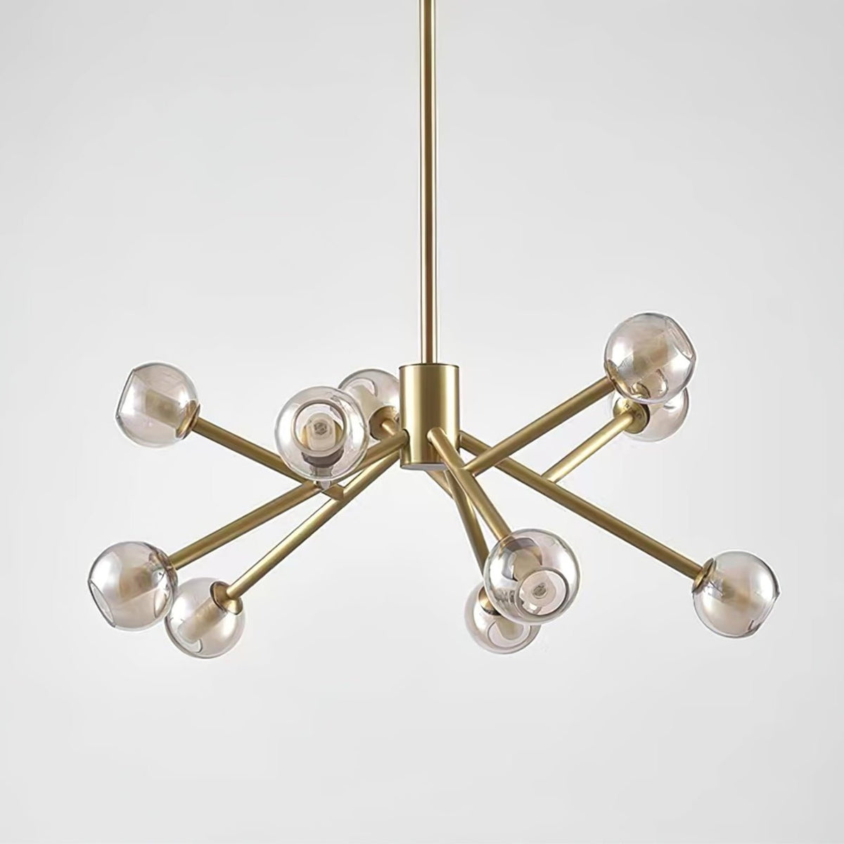 Lunaris Branch Chandelier — Sculptural Brass & Glass Pendant Light