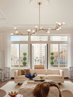 Lunaris Branch Chandelier — Sculptural Brass & Glass Pendant Light