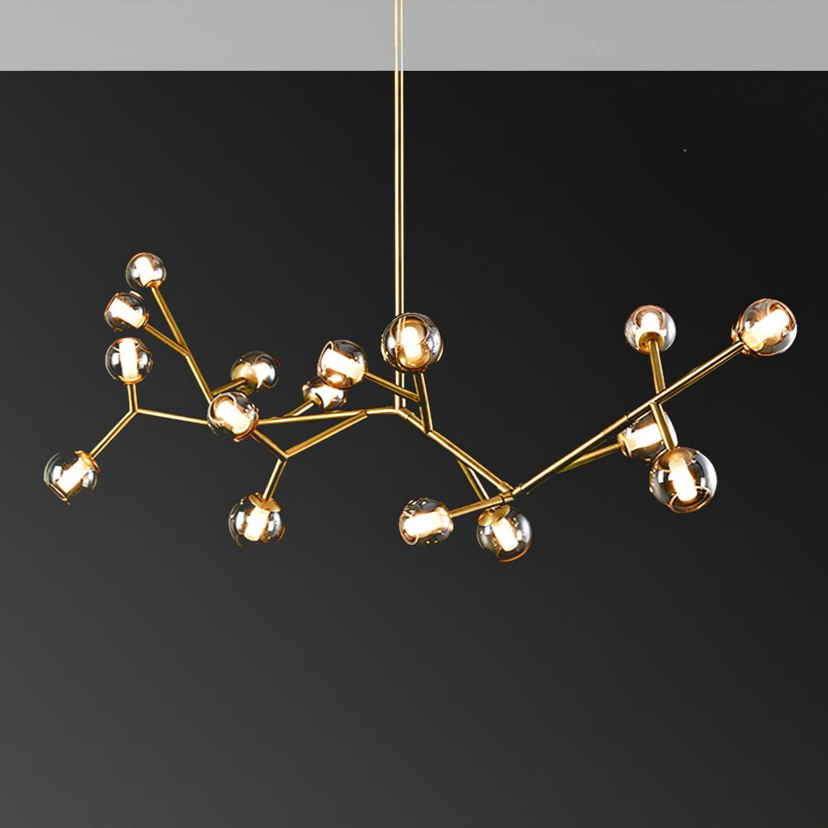 Lunaris Branch Chandelier — Sculptural Brass & Glass Pendant Light