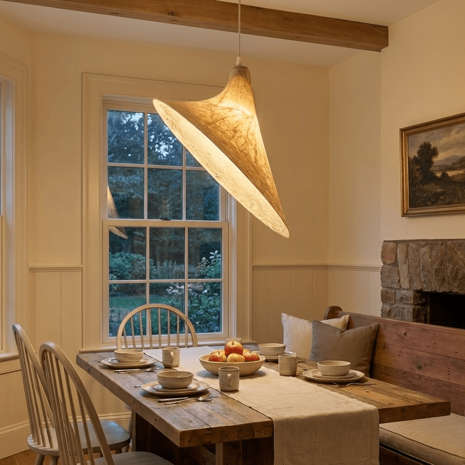 Lunaris Drift Silk Pendant Light – Handcrafted Mulberry Silk Shade
