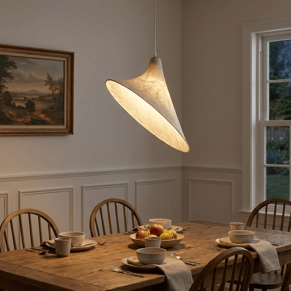 Lunaris Drift Silk Pendant Light – Handcrafted Mulberry Silk Shade