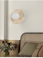 Lunaro Travertine Wall Sconce with Opal Glass Globe