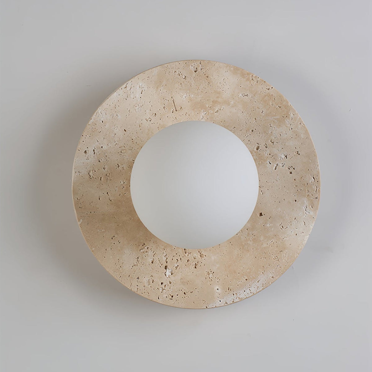 Lunaro Travertine Wall Sconce with Opal Glass Globe