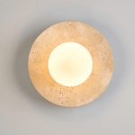Lunaro Travertine Wall Sconce with Opal Glass Globe