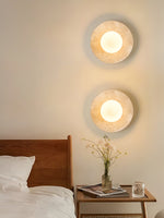 Lunaro Travertine Wall Sconce with Opal Glass Globe