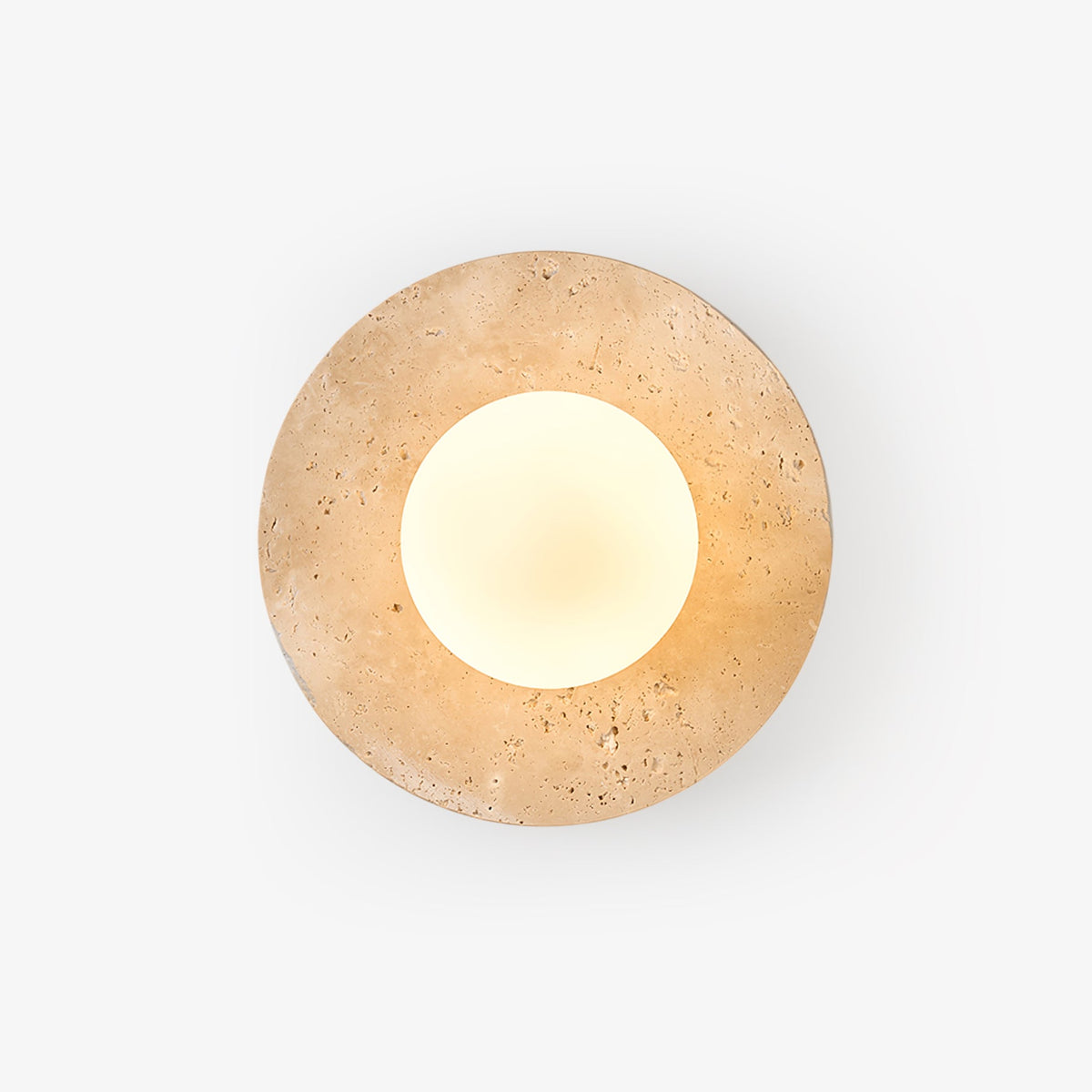 Lunaro Travertine Wall Sconce with Opal Glass Globe