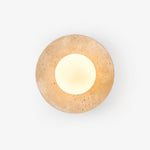 Lunaro Travertine Wall Sconce with Opal Glass Globe
