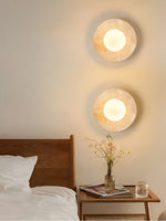 Lunaro Travertine Wall Sconce with Opal Glass Globe