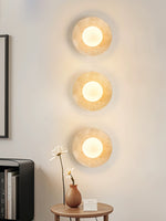 Lunaro Travertine Wall Sconce with Opal Glass Globe