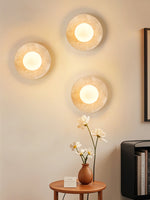 Lunaro Travertine Wall Sconce with Opal Glass Globe
