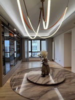 Lunestra Strap Chandelier — Sculptural LED Pendant Light in Leather and Brass