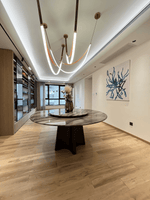 Lunestra Strap Chandelier — Sculptural LED Pendant Light in Leather and Brass