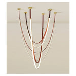 Lunestra Strap Chandelier — Sculptural LED Pendant Light in Leather and Brass