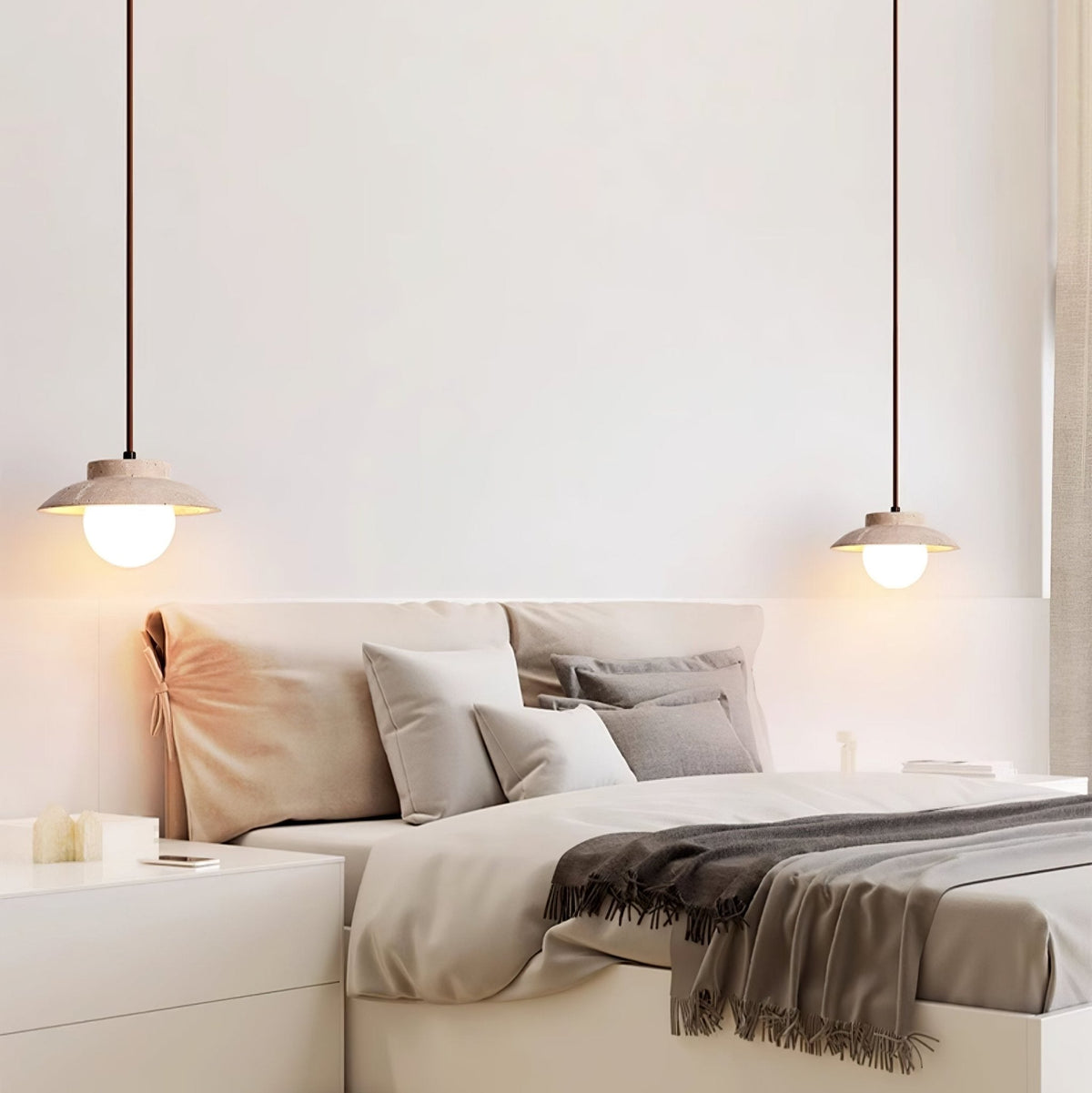 Luneva Pendant Light in Yellow Travertine | Modern Designer Hanging Lamp