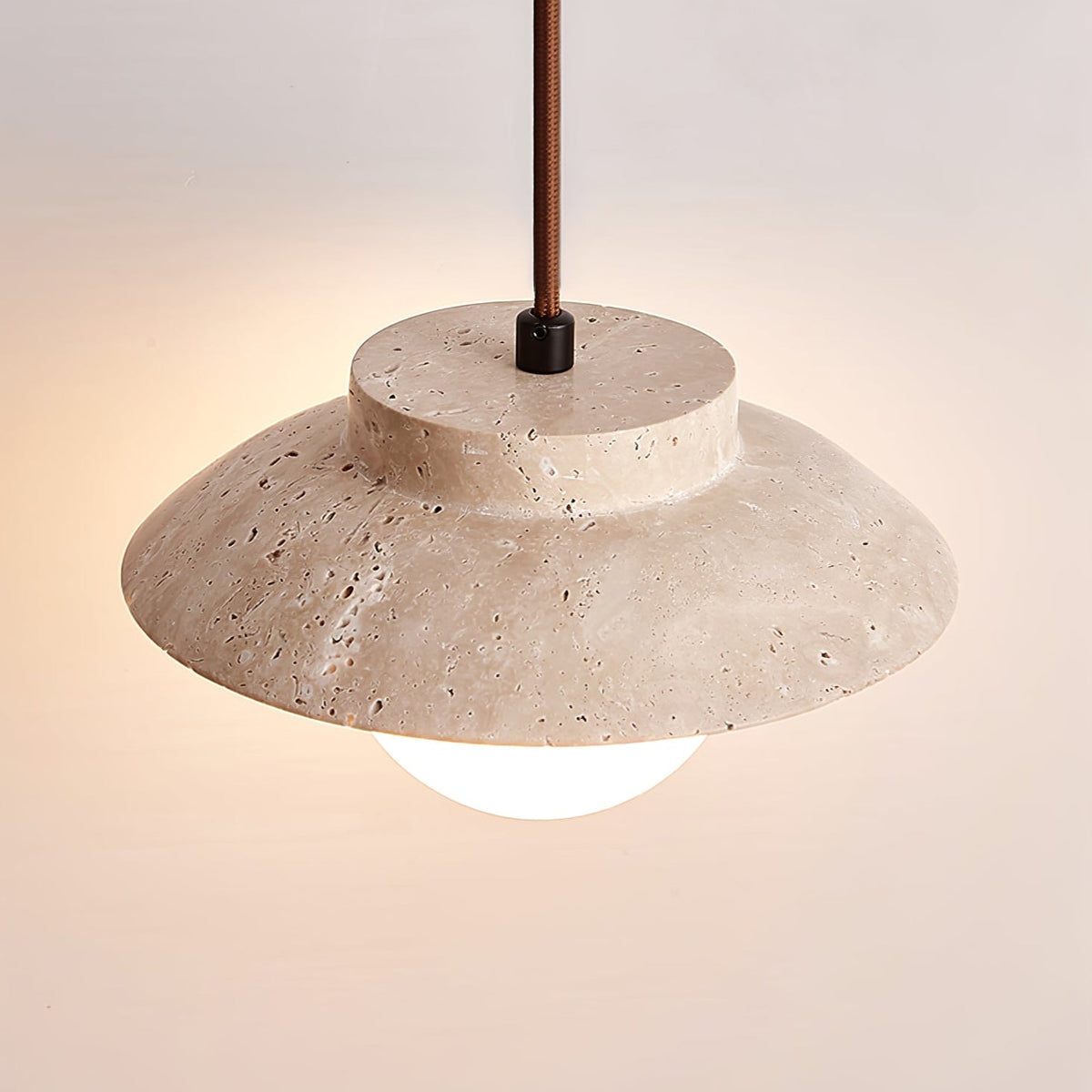 Luneva Pendant Light in Yellow Travertine | Modern Designer Hanging Lamp