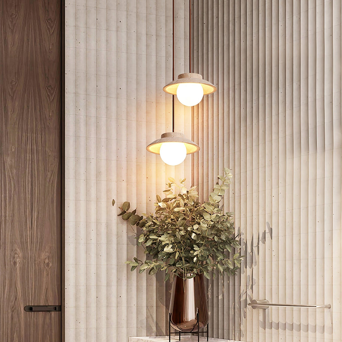 Luneva Pendant Light in Yellow Travertine | Modern Designer Hanging Lamp