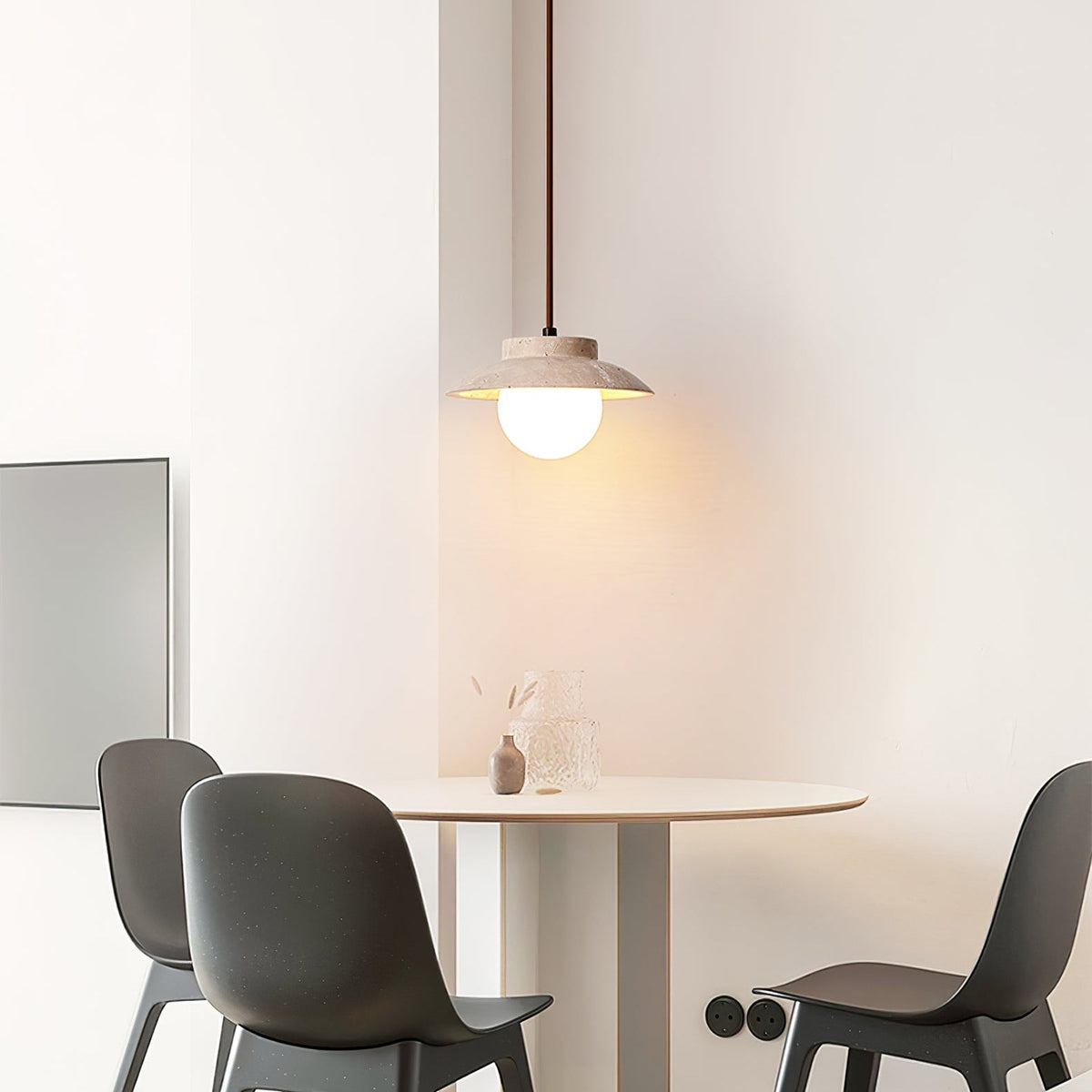 Luneva Pendant Light in Yellow Travertine | Modern Designer Hanging Lamp