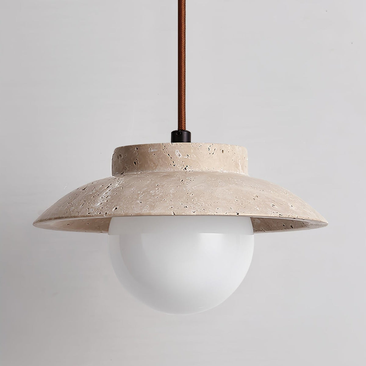 Luneva Pendant Light in Yellow Travertine | Modern Designer Hanging Lamp