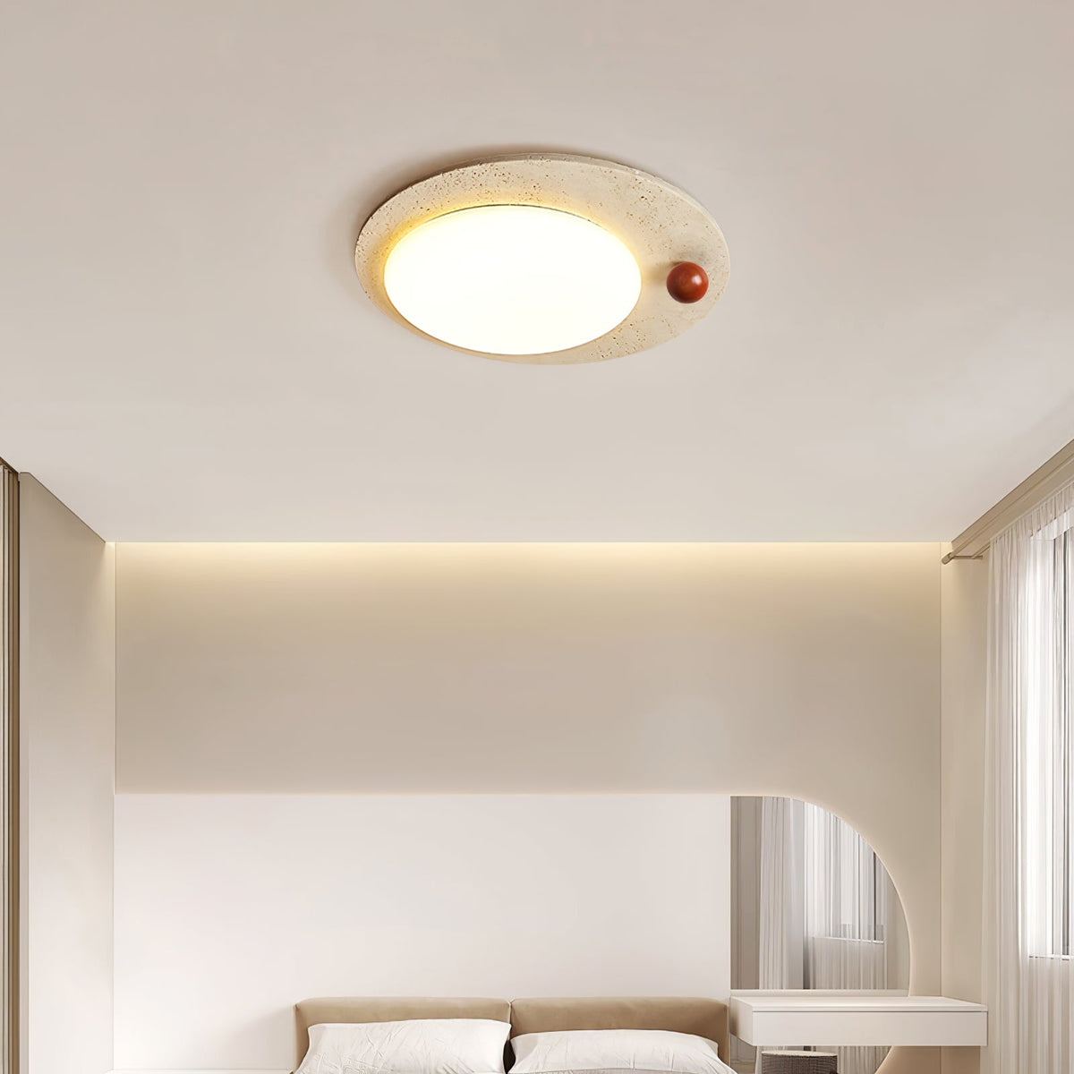 Luno Arte Travertine Ceiling Light – Modern Organic LED Flush Mount