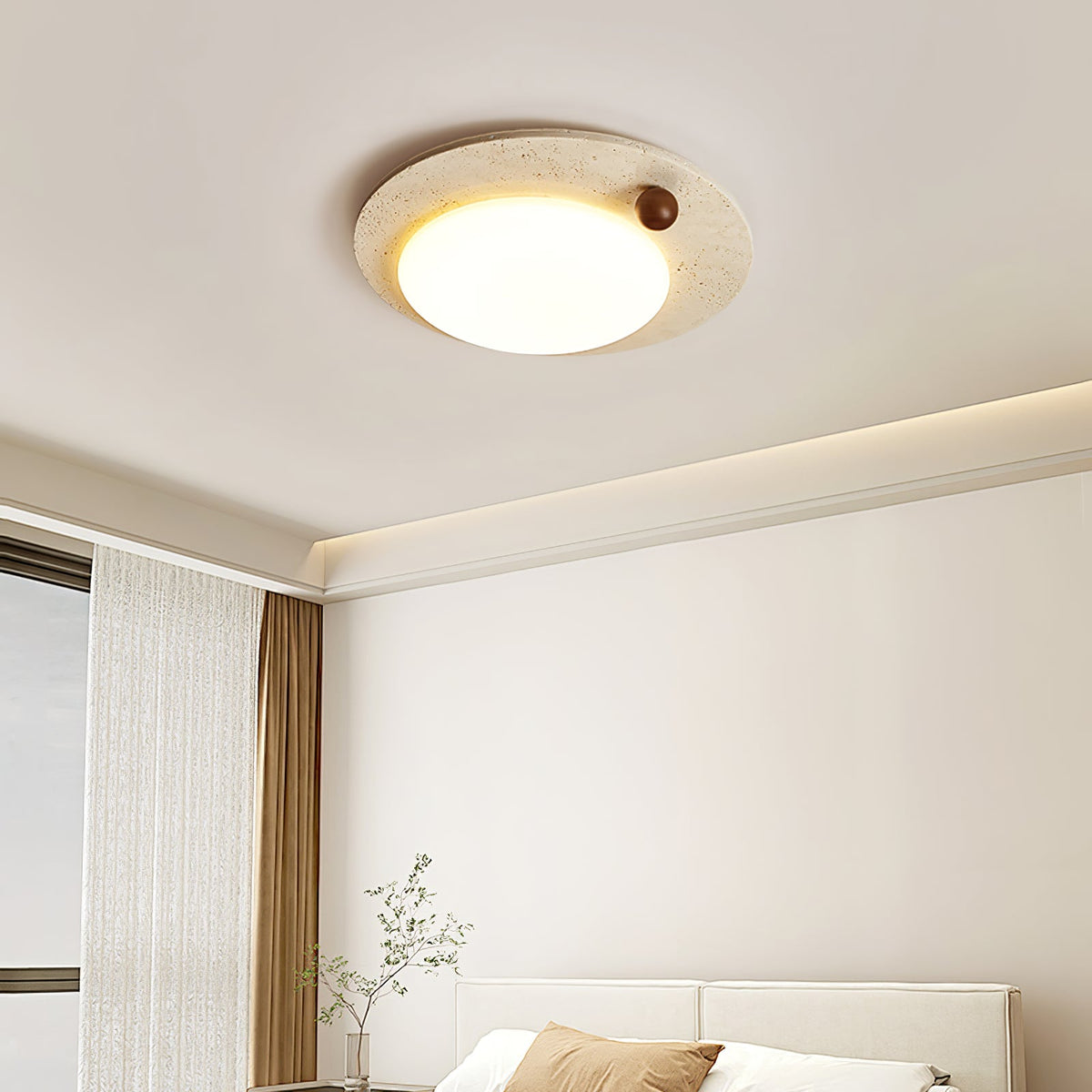 Luno Arte Travertine Ceiling Light – Modern Organic LED Flush Mount