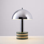 Luno Chrome Table Lamp with Green Marble Base – Modern Designer Desk Light