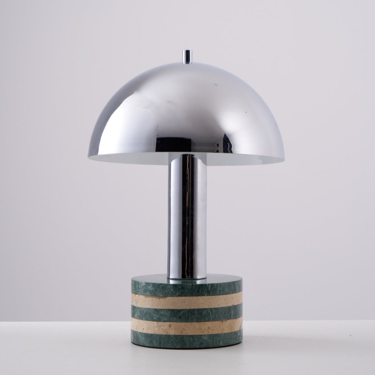 Luno Chrome Table Lamp with Green Marble Base – Modern Designer Desk Light